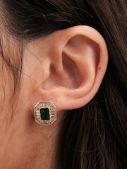 Jon Richard Gold Tone Emerald Baguette Stud Earrings - Image 3 of 3