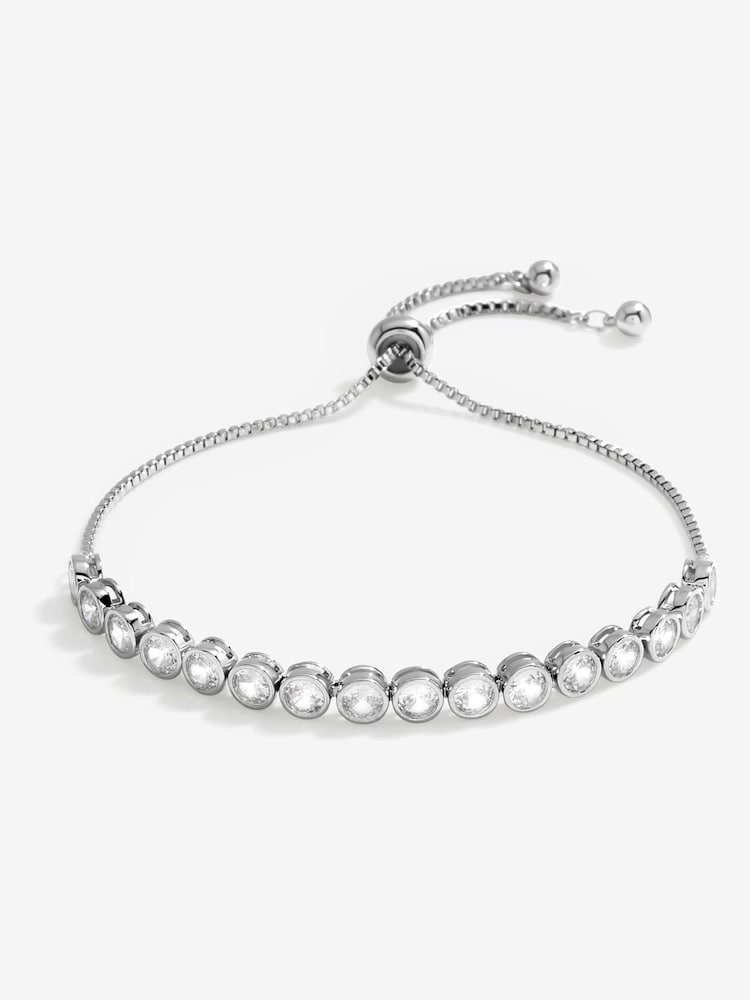 Jon Richard Silver Tone Cubic Zirconia Oval Toggle Bracelet - Image 1 of 3
