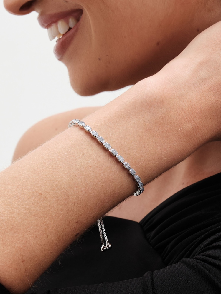 Jon Richard Silver Tone Cubic Zirconia Oval Toggle Bracelet - Image 2 of 3
