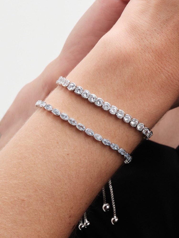 Jon Richard Silver Tone Cubic Zirconia Oval Toggle Bracelet - Image 3 of 3