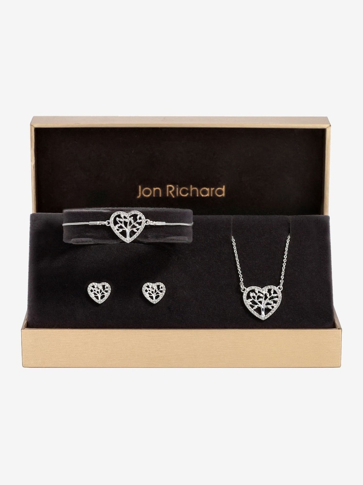 Jon Richard Silver Tone Crystal Heart Tree Of Love Set - Gift Boxed - Image 1 of 5