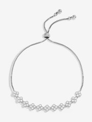 Jon Richard Silver Tone Crystal Clover Toggle Bracelet - Image 1 of 3
