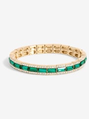 Jon Richard Gold Tone Emerald Baguette Stretch Bracelet - Image 1 of 3