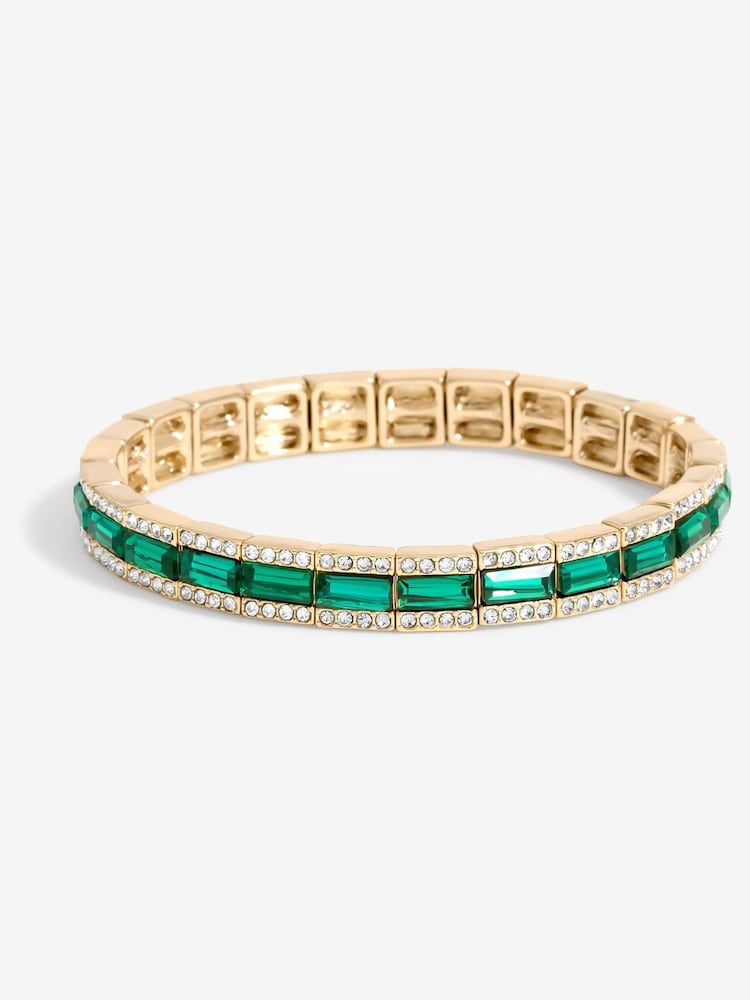 Jon Richard Gold Tone Emerald Baguette Stretch Bracelet - Image 1 of 3
