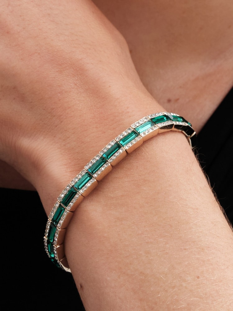Jon Richard Gold Tone Emerald Baguette Stretch Bracelet - Image 2 of 3
