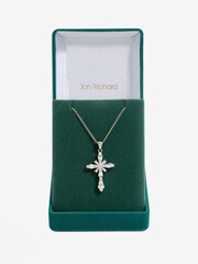 Jon Richard Silver Tone Cubic Zirconia Cross Necklace - Image 1 of 4