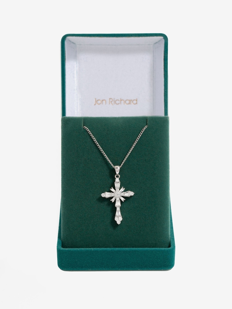 Jon Richard Silver Tone Cubic Zirconia Cross Necklace - Image 1 of 4