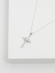 Jon Richard Silver Tone Cubic Zirconia Cross Necklace - Image 3 of 4