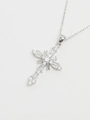 Jon Richard Silver Tone Cubic Zirconia Cross Necklace - Image 4 of 4