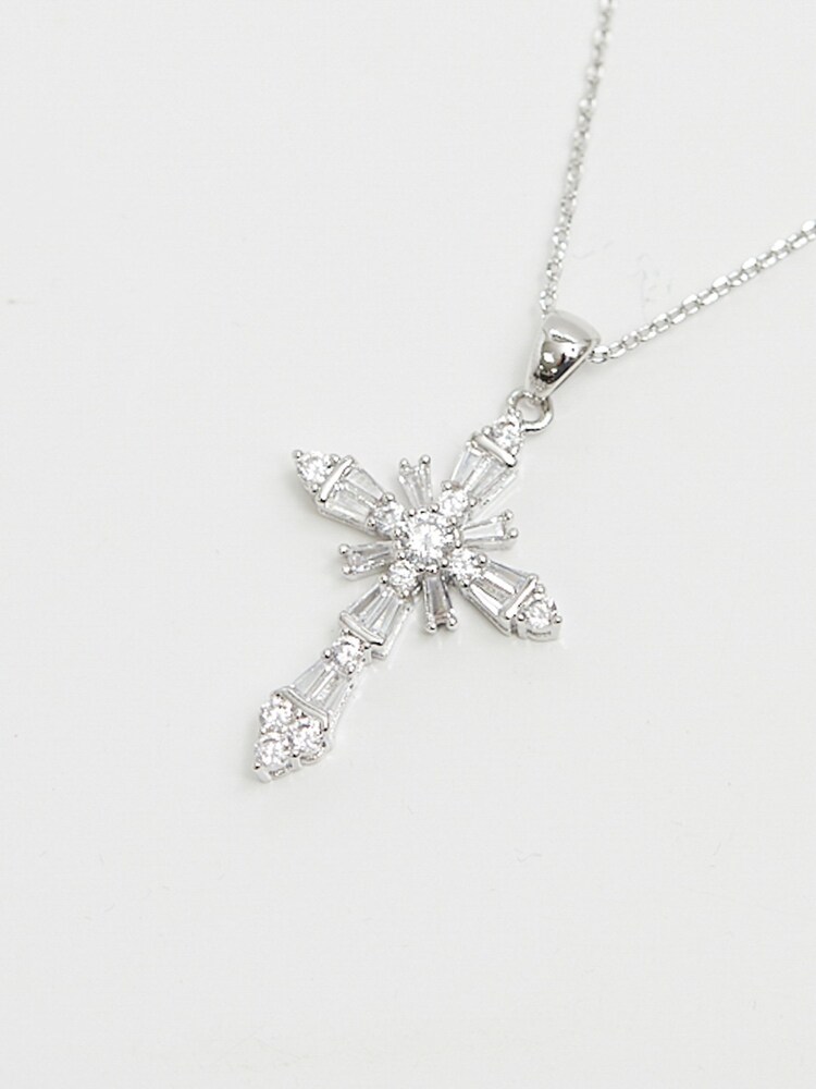 Jon Richard Silver Tone Cubic Zirconia Cross Necklace - Image 4 of 4