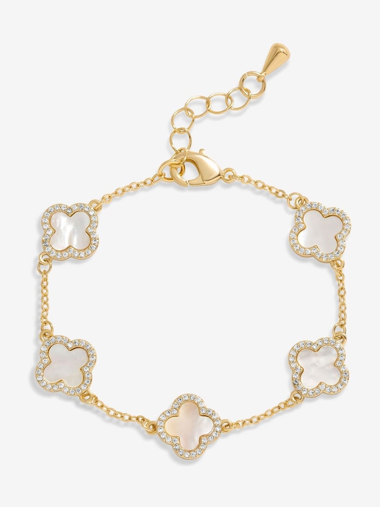 Jon Richard Gold Tone Mother of Pearl Clover Bracelet - Image 1 of 4