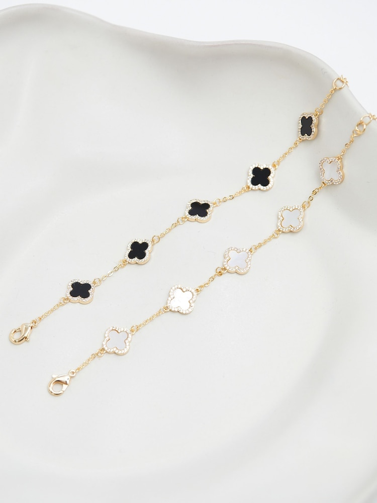 Jon Richard Gold Tone Mother of Pearl Clover Bracelet - Image 4 of 4