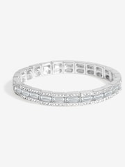 Jon Richard Silver Tone Crystal Baguette Stretch Bracelet - Image 1 of 3