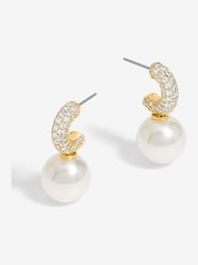 Jon Richard Silver Tone Cubic Zirconia Pearl Huggie Earrings - Image 3 of 3