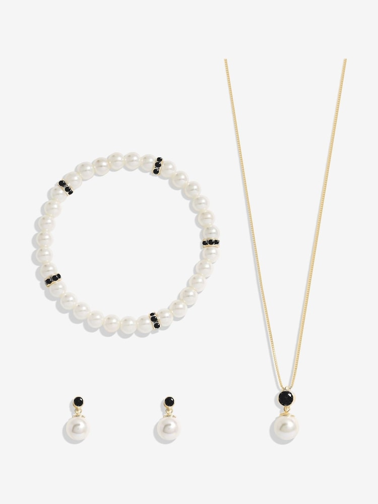 Jon Richard Jet And Pearl Trio Set - Gift Boxed - Imagem 1 de 2