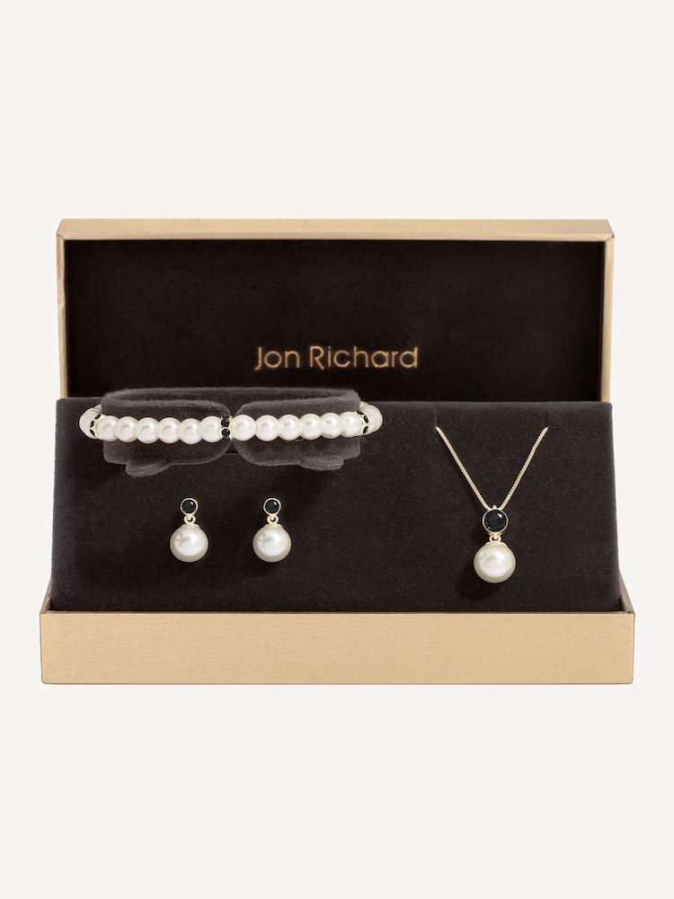 Jon Richard Jet And Pearl Trio Set - Gift Boxed - Imagem 2 de 2