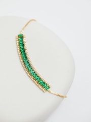 Jon Richard Gold Tone Emerald Baguette Toggle Bracelet - Image 2 of 2