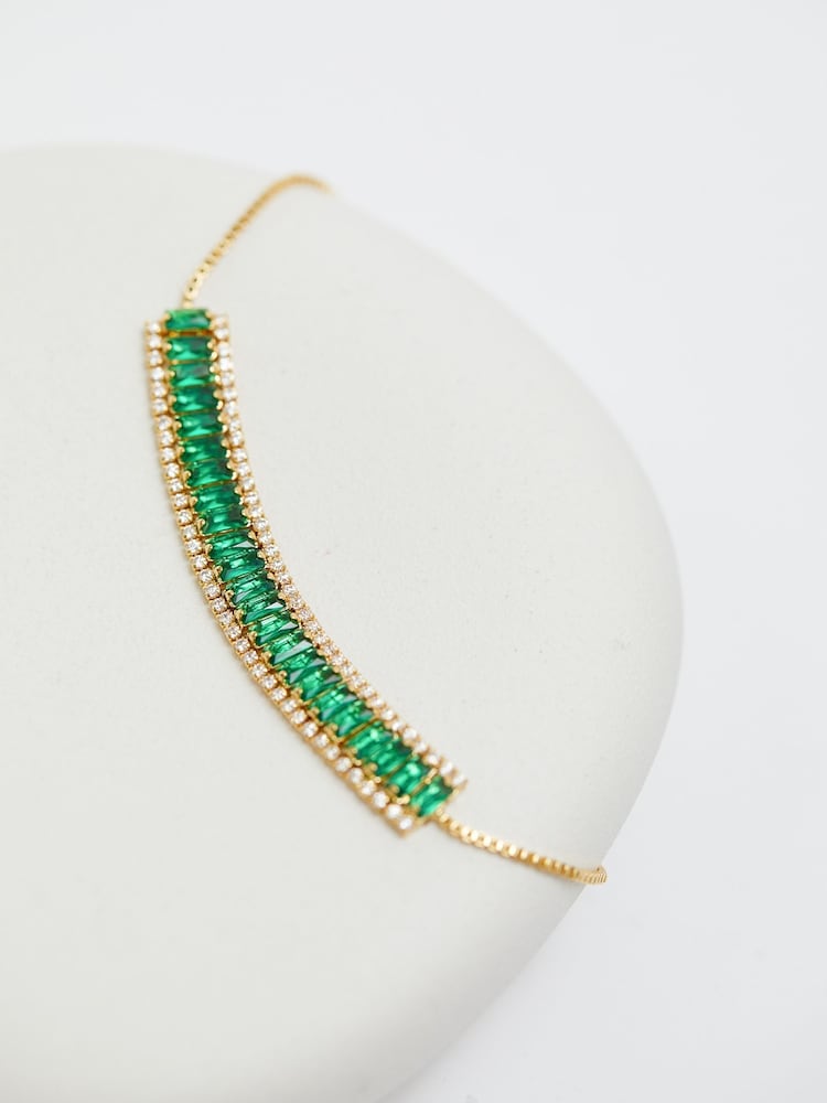 Jon Richard Gold Tone Emerald Baguette Toggle Bracelet - Image 2 of 2