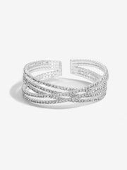 Jon Richard Silver Tone Crystal Cross Over Cuff Bracelet - Image 1 of 3