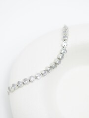 Jon Richard Silver Tone Cubic Zirconia Heart Toggle Bracelet - Image 2 of 3