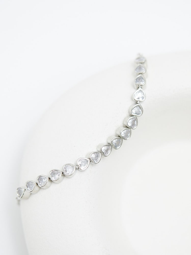 Jon Richard Silver Tone Cubic Zirconia Heart Toggle Bracelet - Image 2 of 3