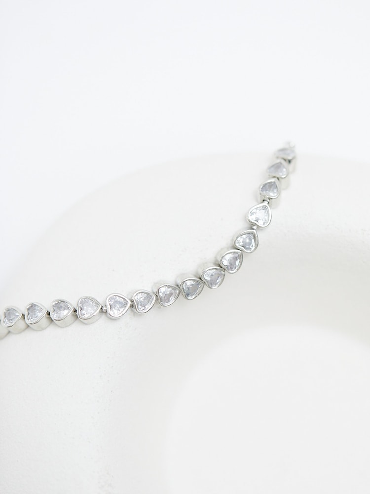 Jon Richard Silver Tone Cubic Zirconia Heart Toggle Bracelet - Image 3 of 3