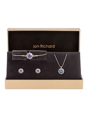 Jon Richard Gold Tone Purple Effect Stone Halo Set - Gift Boxed - Image 1 of 3