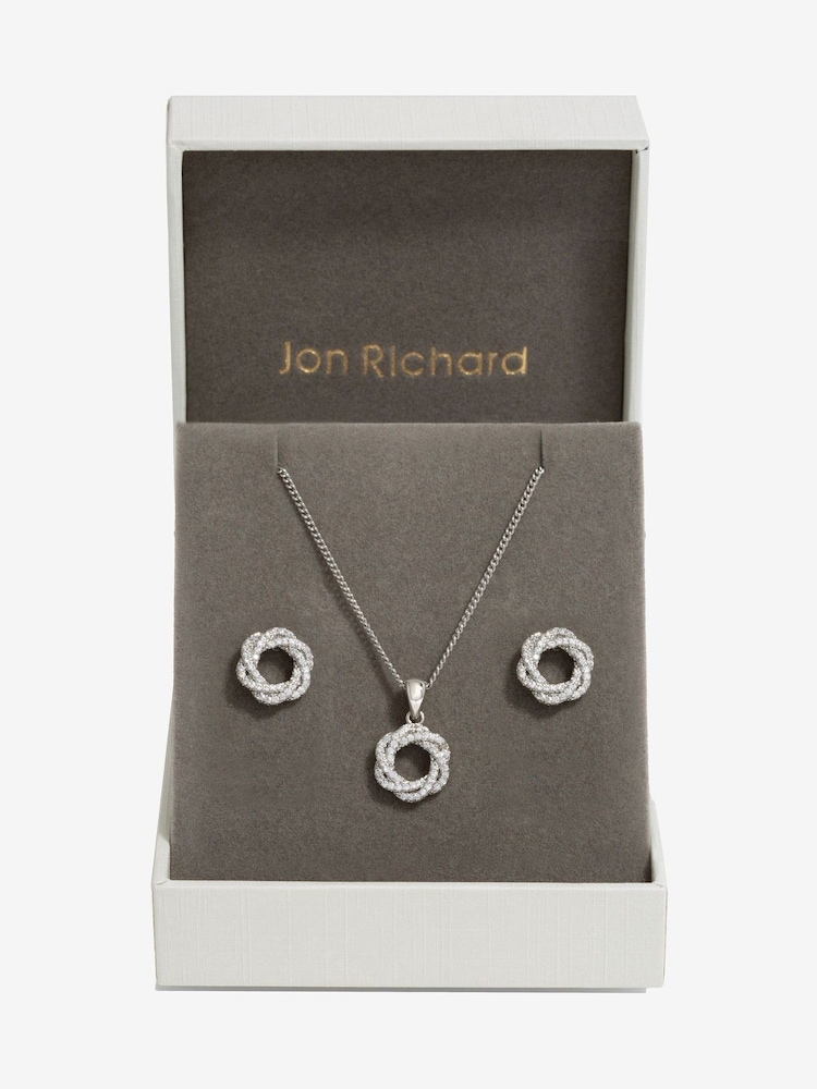 Set de joyas con diseño cruzado y abierto con circonitas cúbicas de Jon Richard - En caja de regalo - Imagen 1 de 4 Set de joyas con diseño cruzado y abierto con circonitas cúbicas de Jon Richard - En caja de regalo - Imagen 1 de 4