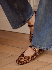 Mint Velvet Cream Animal Print Textured Ballet Pumps - Image 1 of 3