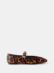 Mint Velvet Cream Animal Print Textured Ballet Pumps - Image 2 of 3