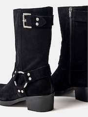 Mint Velvet Black Suede Biker Boots - Image 2 of 2