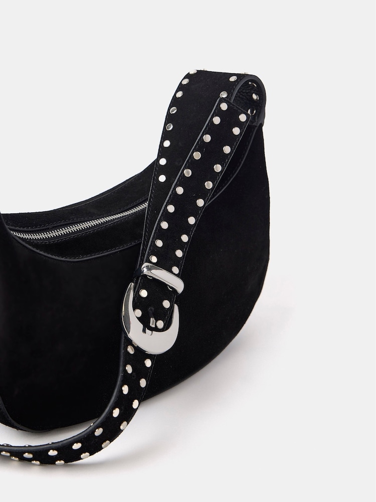 Mint Velvet Black Suede Studded Sling Bag - Image 4 of 4 Mint Velvet Black Suede Studded Sling Bag - Image 4 of 4