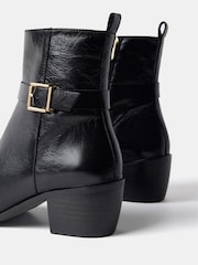 Mint Velvet Black Leather Block Heel Boots - Image 2 of 2