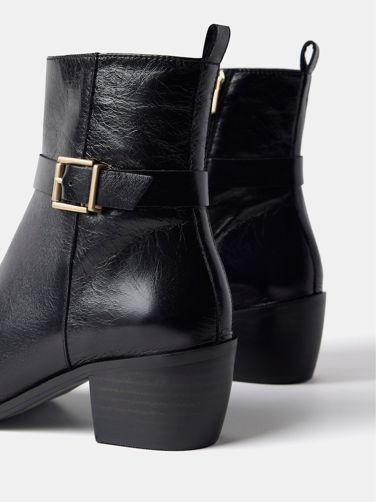 Mint Velvet Black Leather Block Heel Boots - Image 2 of 2