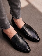 Mint Velvet Black Leather Loafers - Image 1 of 1
