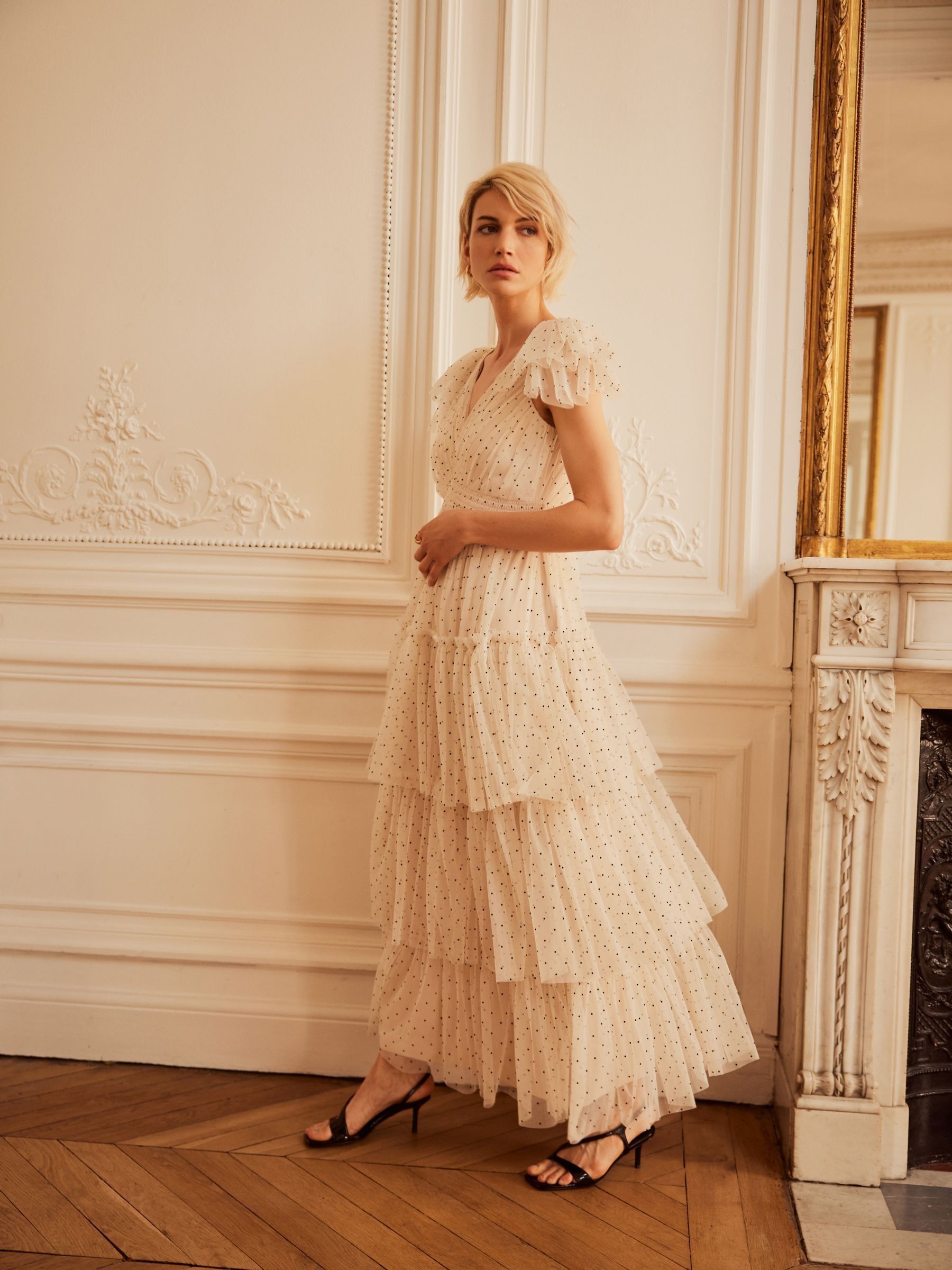 Louren】 sheer docking velour dress louren sheer docking velour