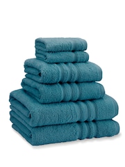 Catherine Lansfield 6 Piece Teal Blue Zero Twist 100% Cotton Towel Bale Set - Image 1 of 4