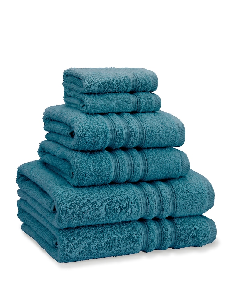 Catherine Lansfield 6 Piece Teal Blue Zero Twist 100% Cotton Towel Bale Set - Image 1 of 4