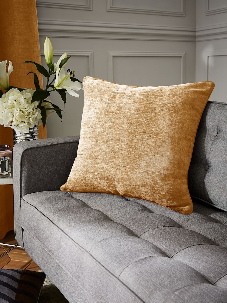 Hyperion Amber Gold Selene Luxury Chenille Piped Cushion - Image 1 of 3