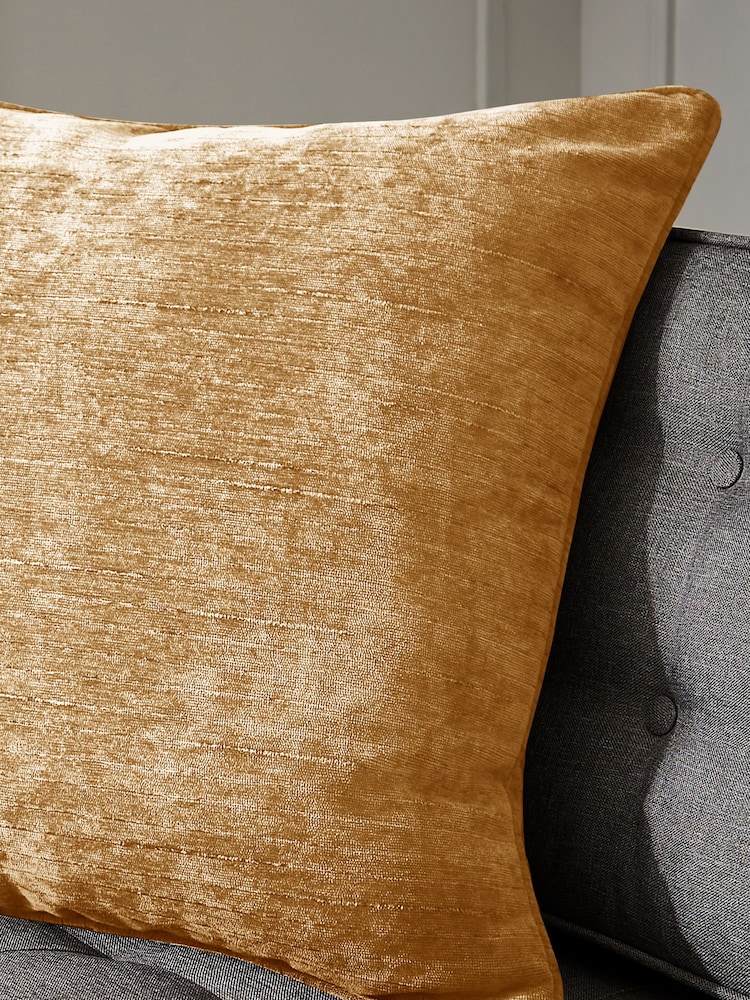 Hyperion Amber Gold Selene Luxury Chenille Piped Cushion - Image 2 of 3