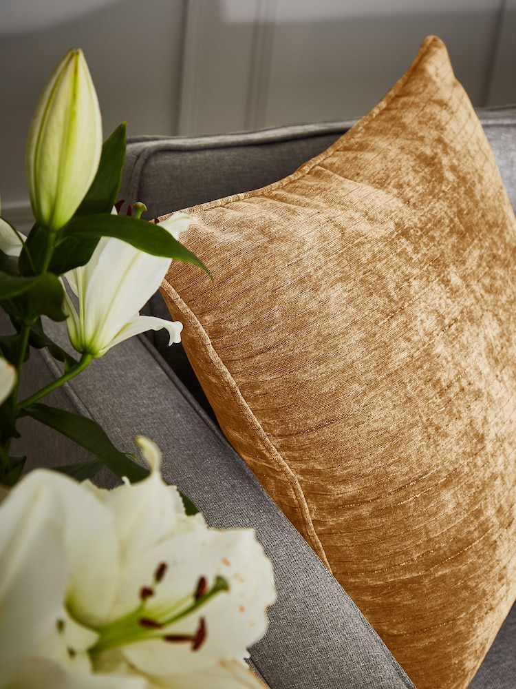 Hyperion Amber Gold Selene Luxury Chenille Piped Cushion - Image 3 of 3