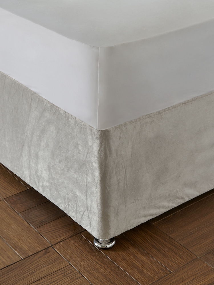 Catherine Lansfield Cream Kingsley Matt Velvet Elasticated Divan Base Wrap - Image 1 of 4