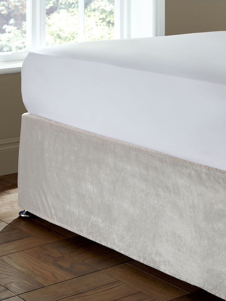 Catherine Lansfield Cream Kingsley Matt Velvet Elasticated Divan Base Wrap - Image 4 of 4