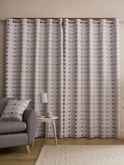 Catherine Lansfield Natural Wilson Check Thermal Blackout Lined Eyelet Curtains - Image 2 of 5