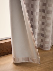 Catherine Lansfield Natural Wilson Check Thermal Blackout Lined Eyelet Curtains - Image 4 of 5