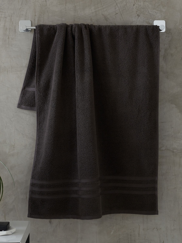 Catherine Lansfield Set of 2 Charcoal Grey 100% Cotton Bath Sheet Towels - Image 1 of 4