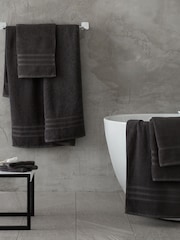 Catherine Lansfield Set of 2 Charcoal Grey 100% Cotton Bath Sheet Towels - Image 2 of 4