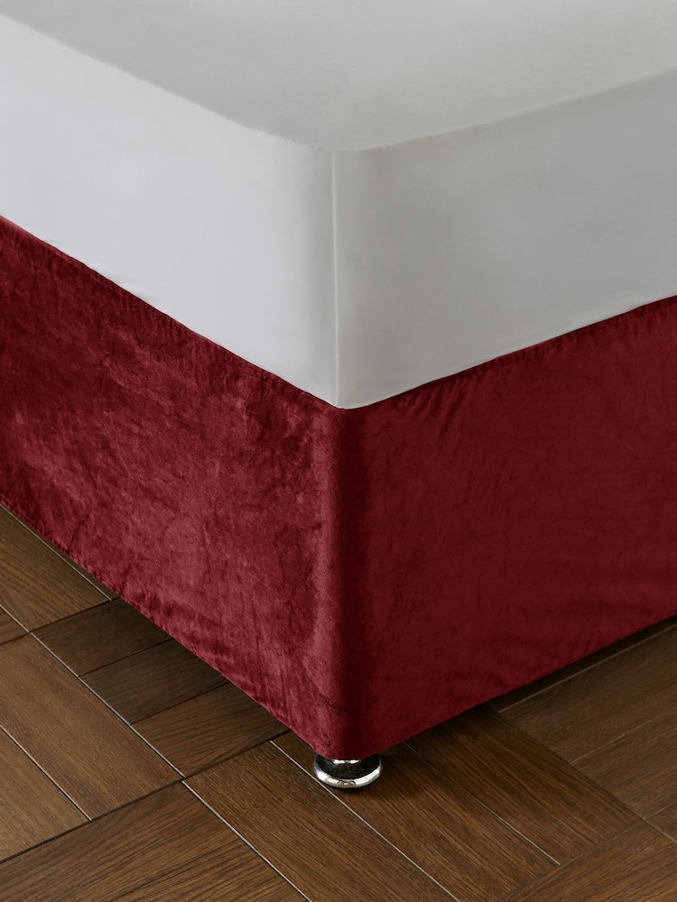 Catherine Lansfield Raspberry Red Kingsley Matt Velvet Elasticated Divan Base Wrap - Image 1 of 4