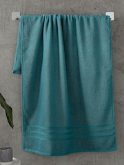 Catherine Lansfield Set of 2 Teal Blue 100% Cotton Bath Sheet Towels - Image 1 of 4