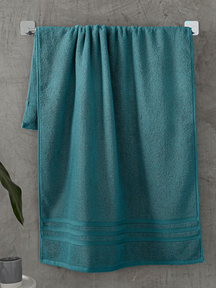 Catherine Lansfield Set of 2 Teal Blue 100% Cotton Bath Sheet Towels - Image 1 of 4